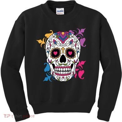 Candy Floral Graphic Skull Design Kids Sweatshirt