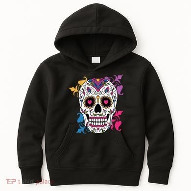 Candy Floral Graphic Skull Design Kids Hoodie