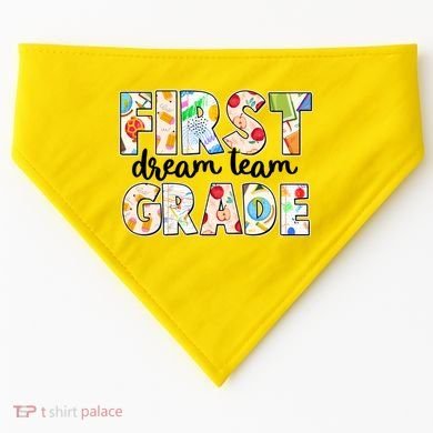 Cute First Grade Dream Team Back To School USA-Made Doggie Bandana