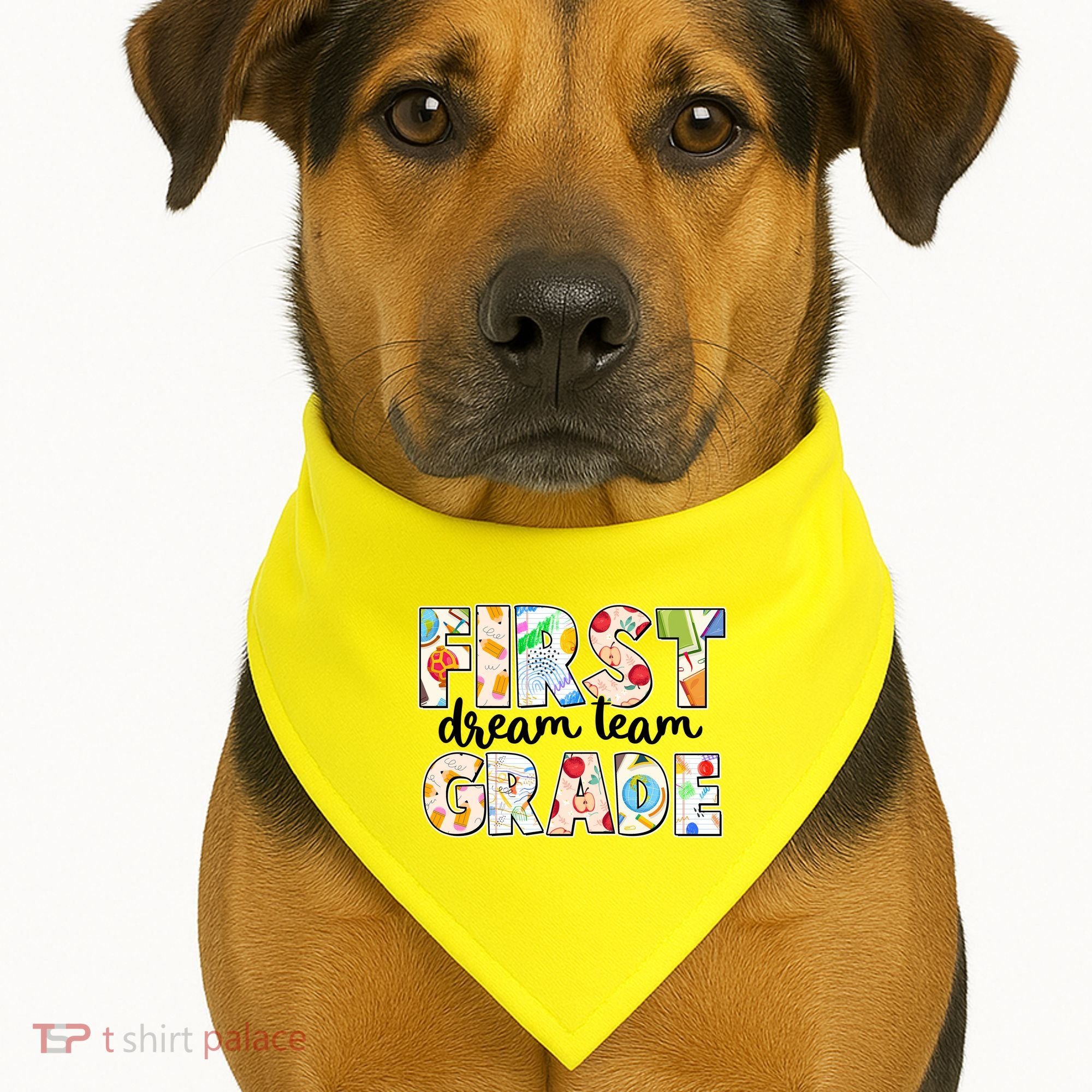 Cute First Grade Dream Team Back To School USA-Made Doggie Bandana