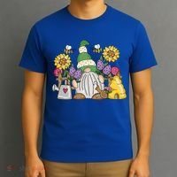 Cute Flower Garden Gnome With Bees And Flowers Gift Gardener Funny Gift T-Shirt thumb 3