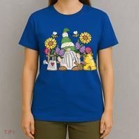 Cute Flower Garden Gnome With Bees And Flowers Gift Gardener Funny Gift T-Shirt thumb 4