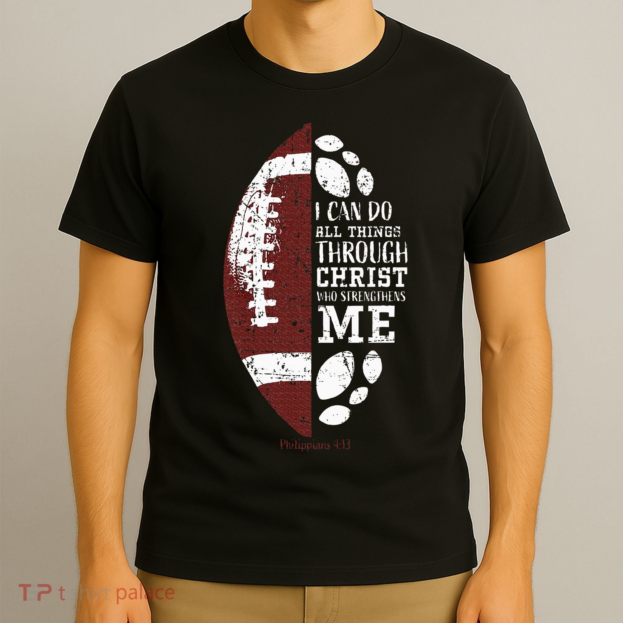 Christian Football Gifts Religious Verse T-Shirt