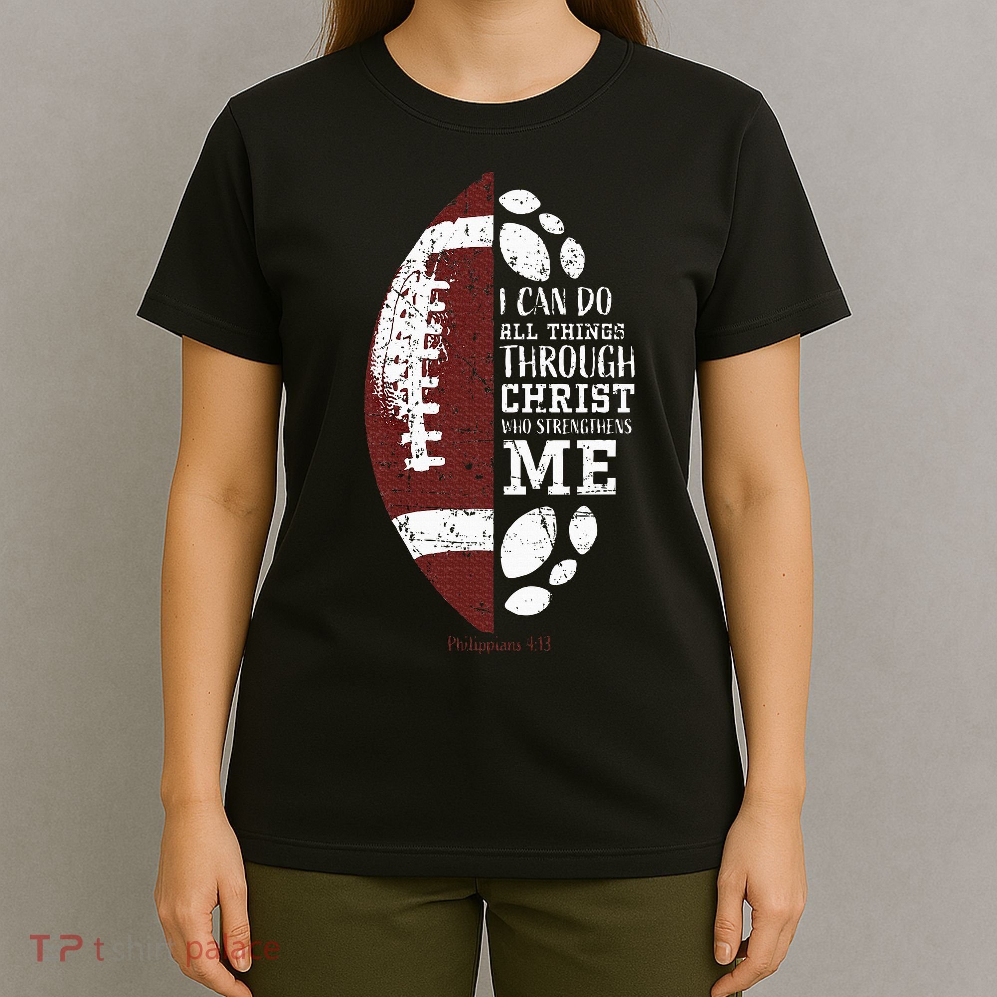 Christian Football Gifts Religious Verse T-Shirt