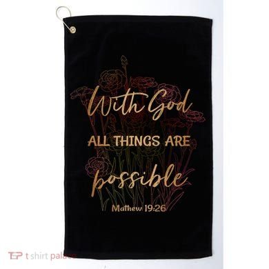 Christian Funny Gift With God All Things Possible Golf Towel