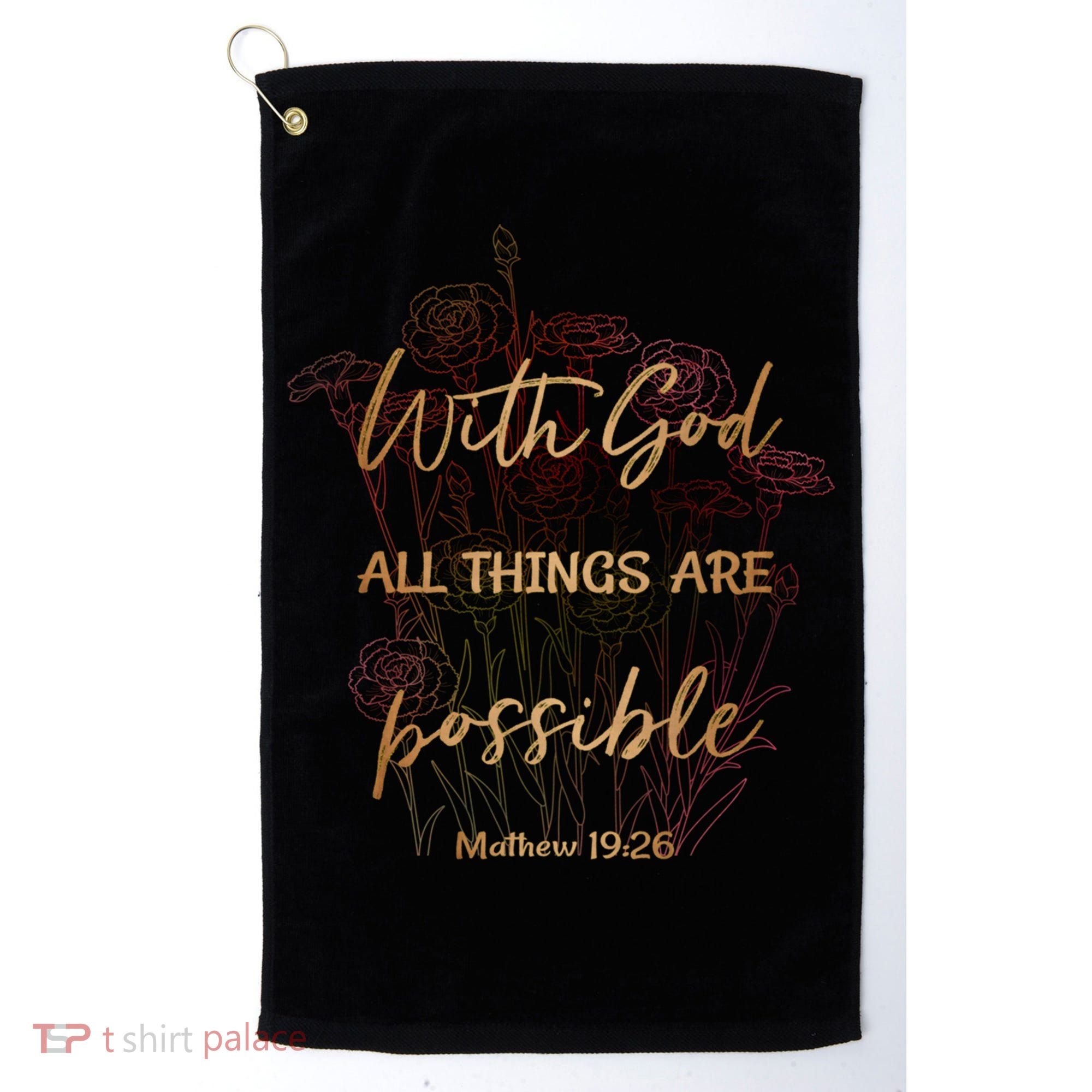 Christian Funny Gift With God All Things Possible Golf Towel