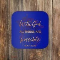 Christian Funny Gift With God All Things Possible Coaster thumb 0