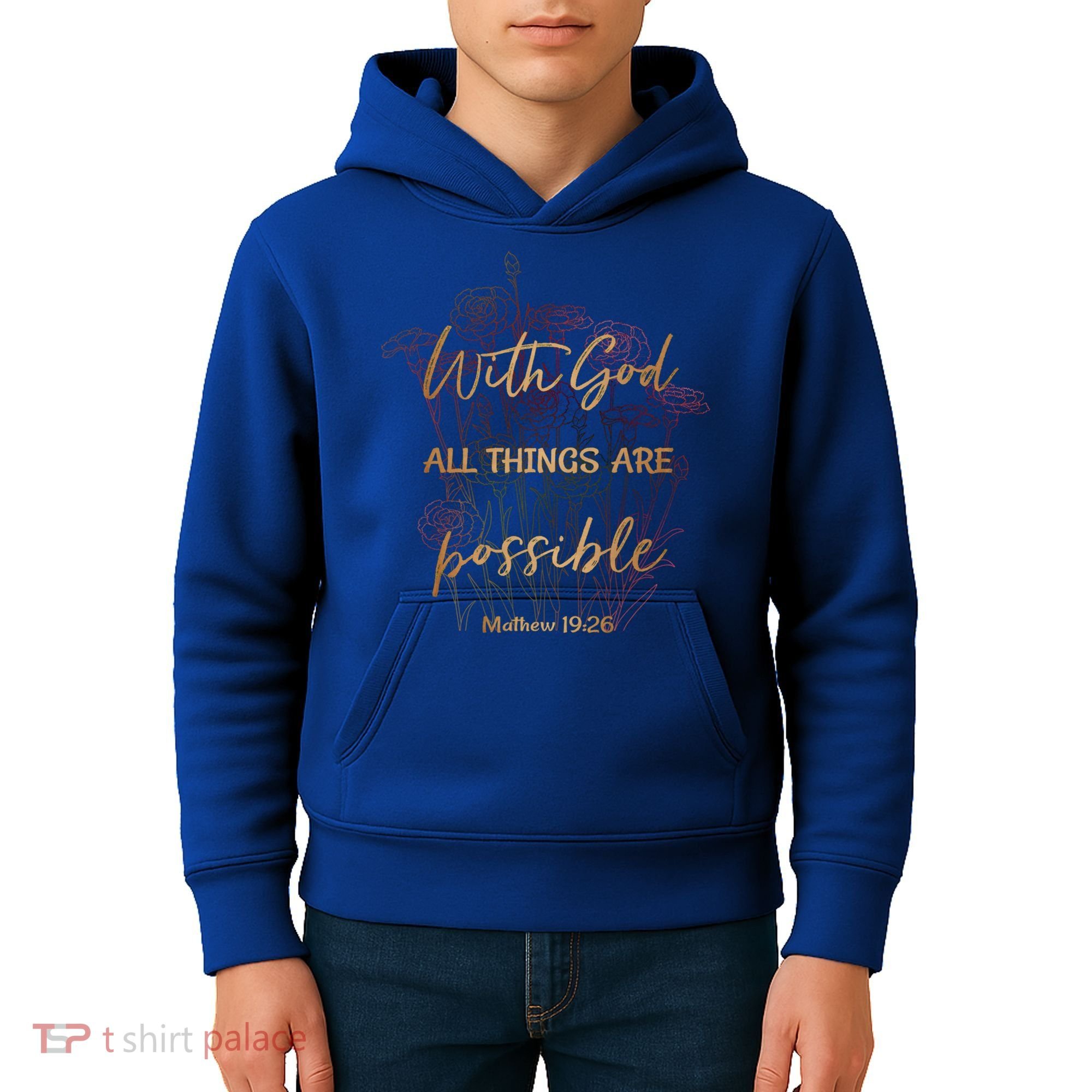 Christian Funny Gift With God All Things Possible Kids Hoodie