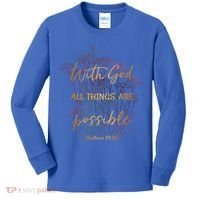 Christian Funny Gift With God All Things Possible Kids Long Sleeve Shirt thumb 0