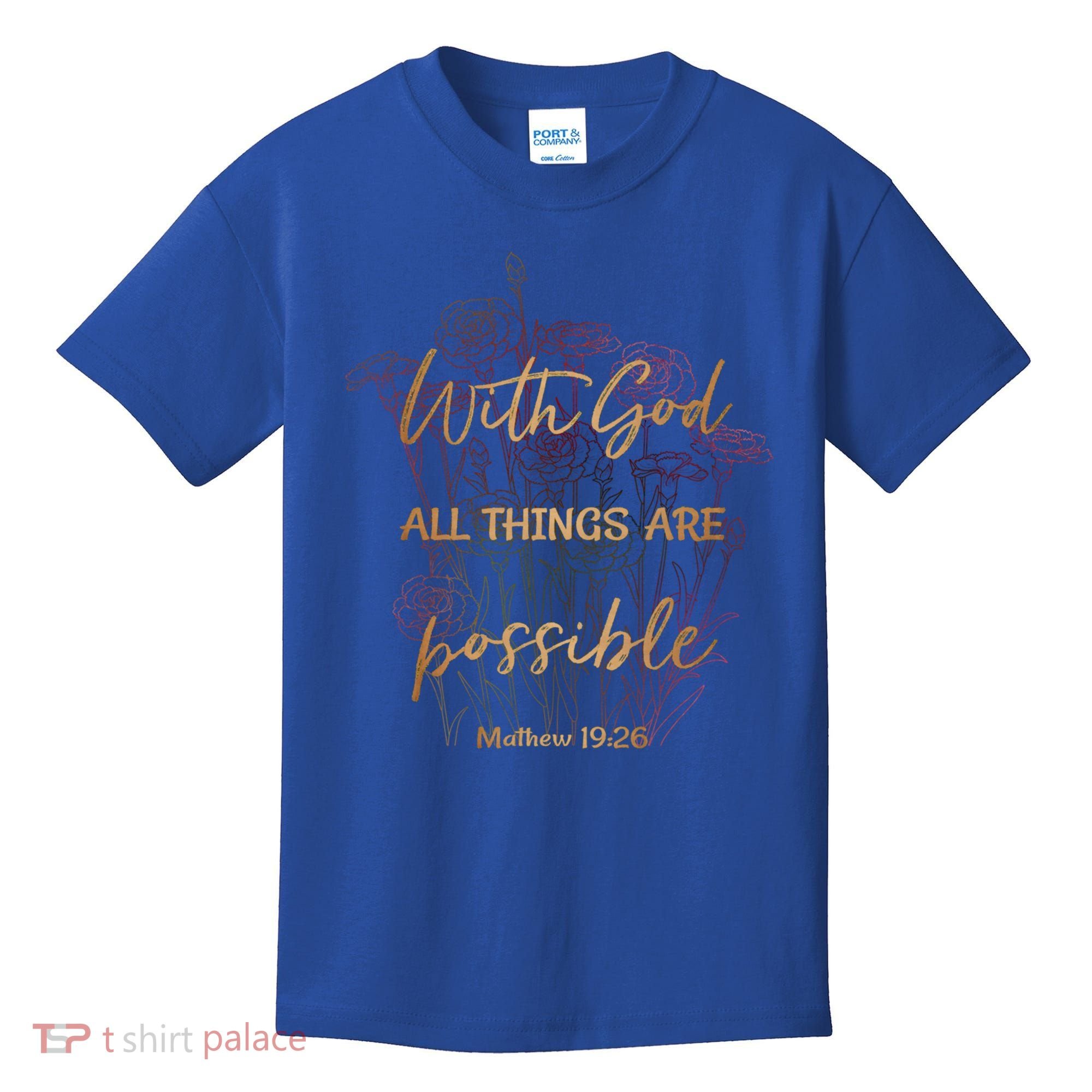 Christian Funny Gift With God All Things Possible Kids T-Shirt