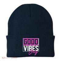 Cool Funny Good Vibes Only Beanie thumb 0