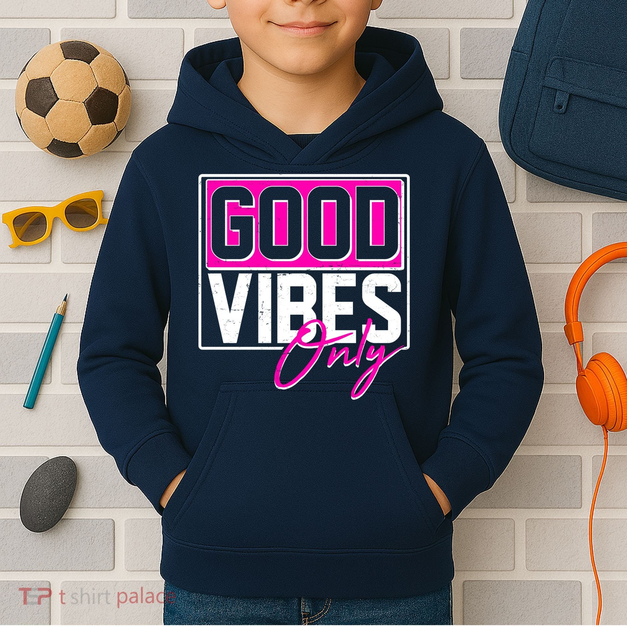 Cool Funny Good Vibes Only Kids Hoodie