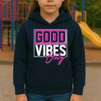Cool Funny Good Vibes Only Kids Hoodie thumb 3
