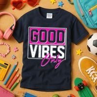 Cool Funny Good Vibes Only Kids T-Shirt thumb 3