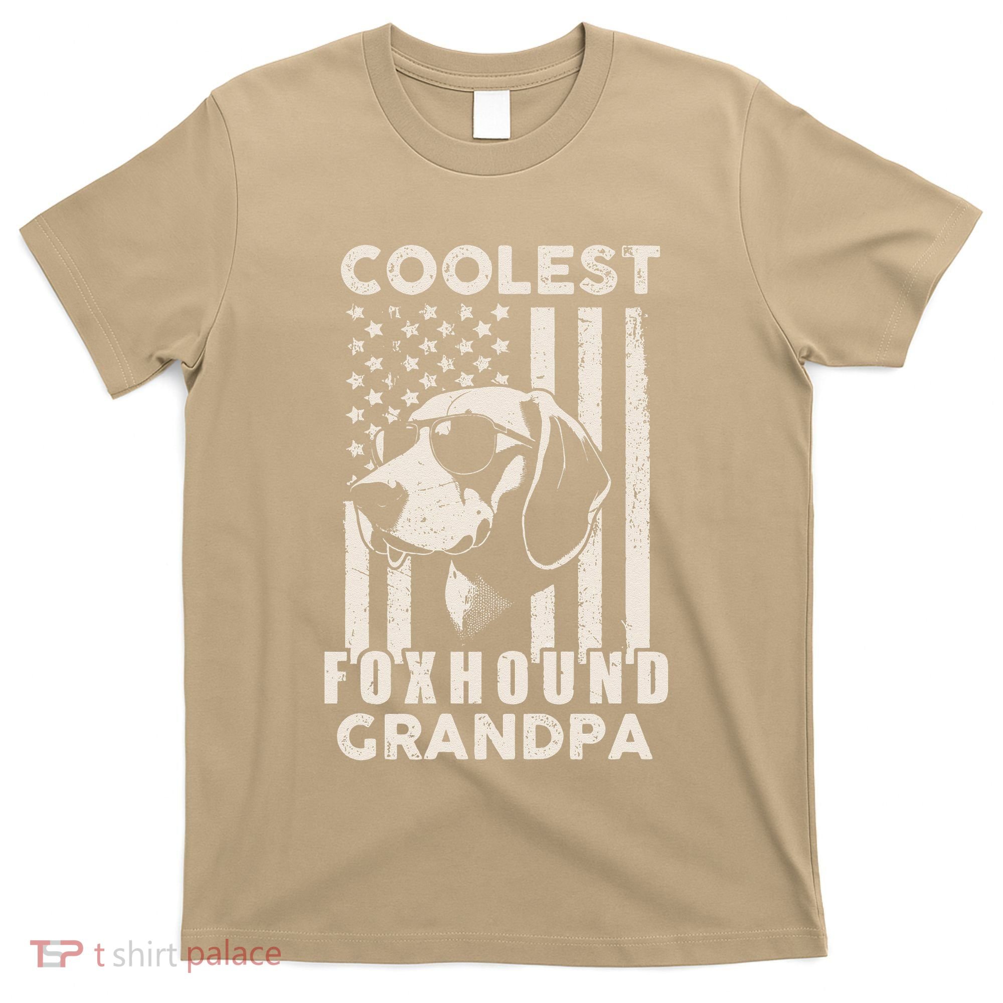 Coolest Foxhound Grandpa Vintage American Flag Funny Dog Dad T-Shirt