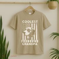 Coolest Foxhound Grandpa Vintage American Flag Funny Dog Dad T-Shirt thumb 2