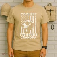 Coolest Foxhound Grandpa Vintage American Flag Funny Dog Dad T-Shirt thumb 6