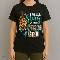 Christian Floral Guitar I Will Sing Of The Goodness Of God T-Shirt thumb 4