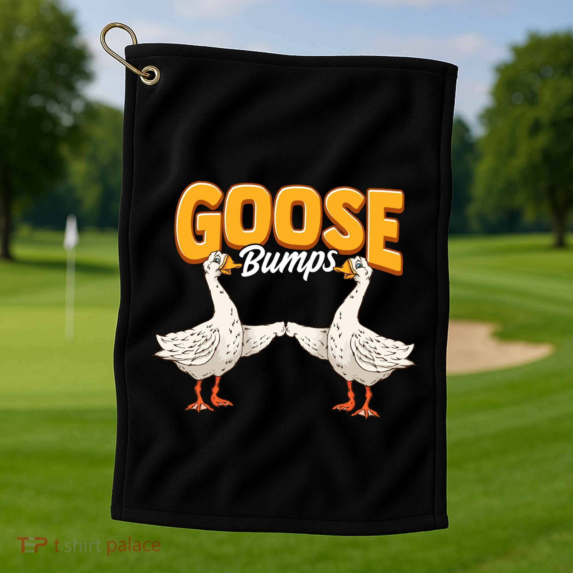 Cute & Funny Goose Bumps Goosebumps Animal Pun Golf Towel
