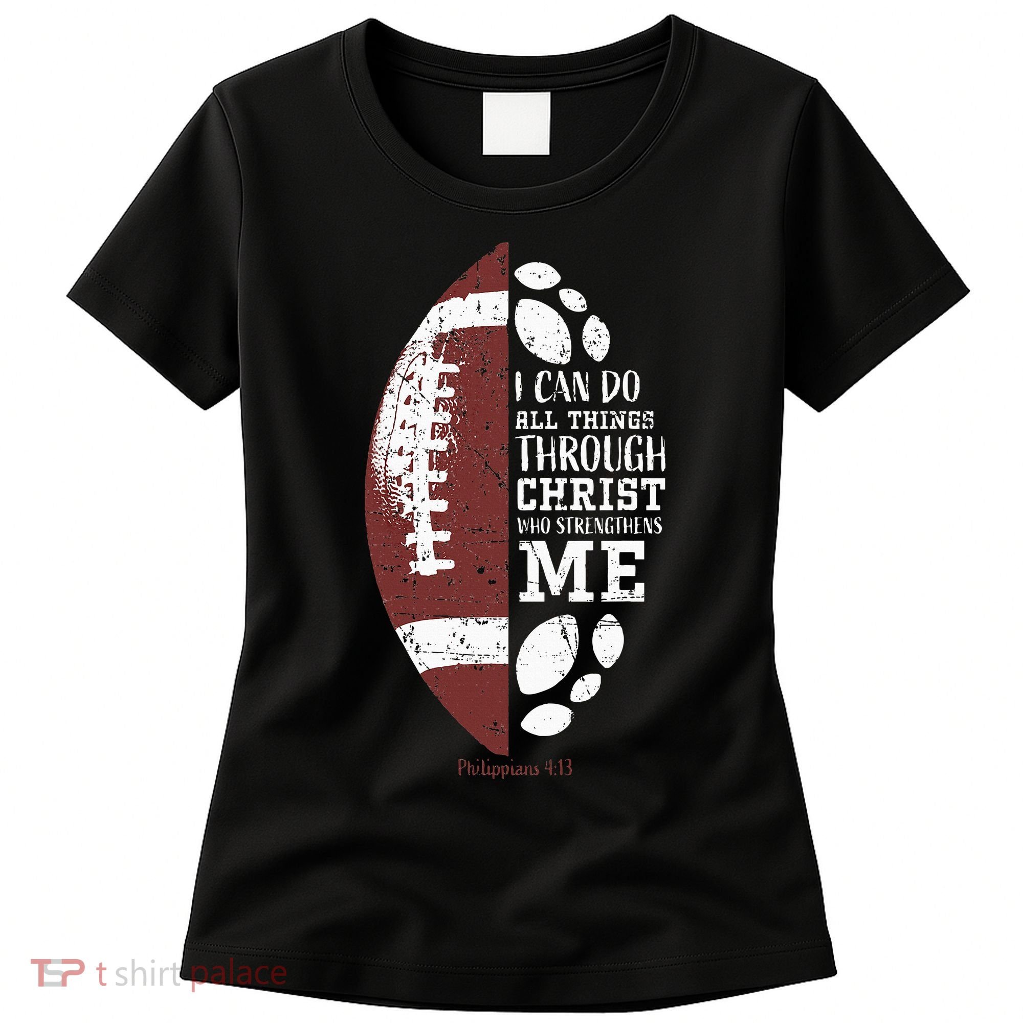 Christian Football Gifts Religious Verse Women's T-Shirt