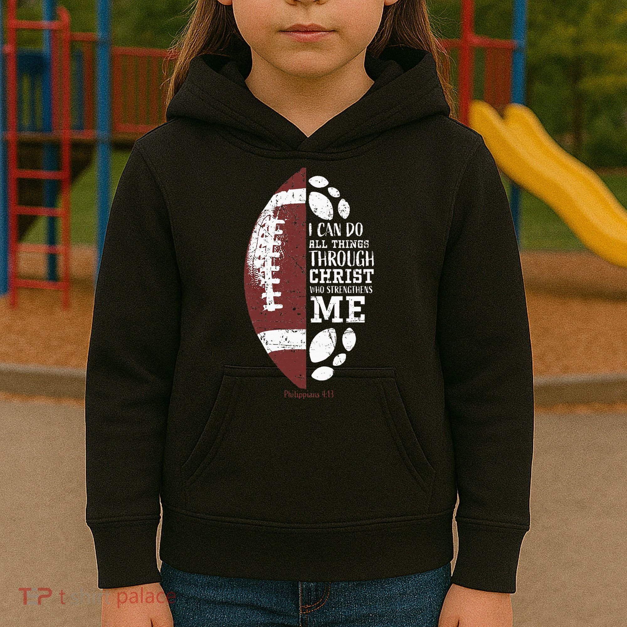 Christian Football Gifts Religious Verse Kids Hoodie