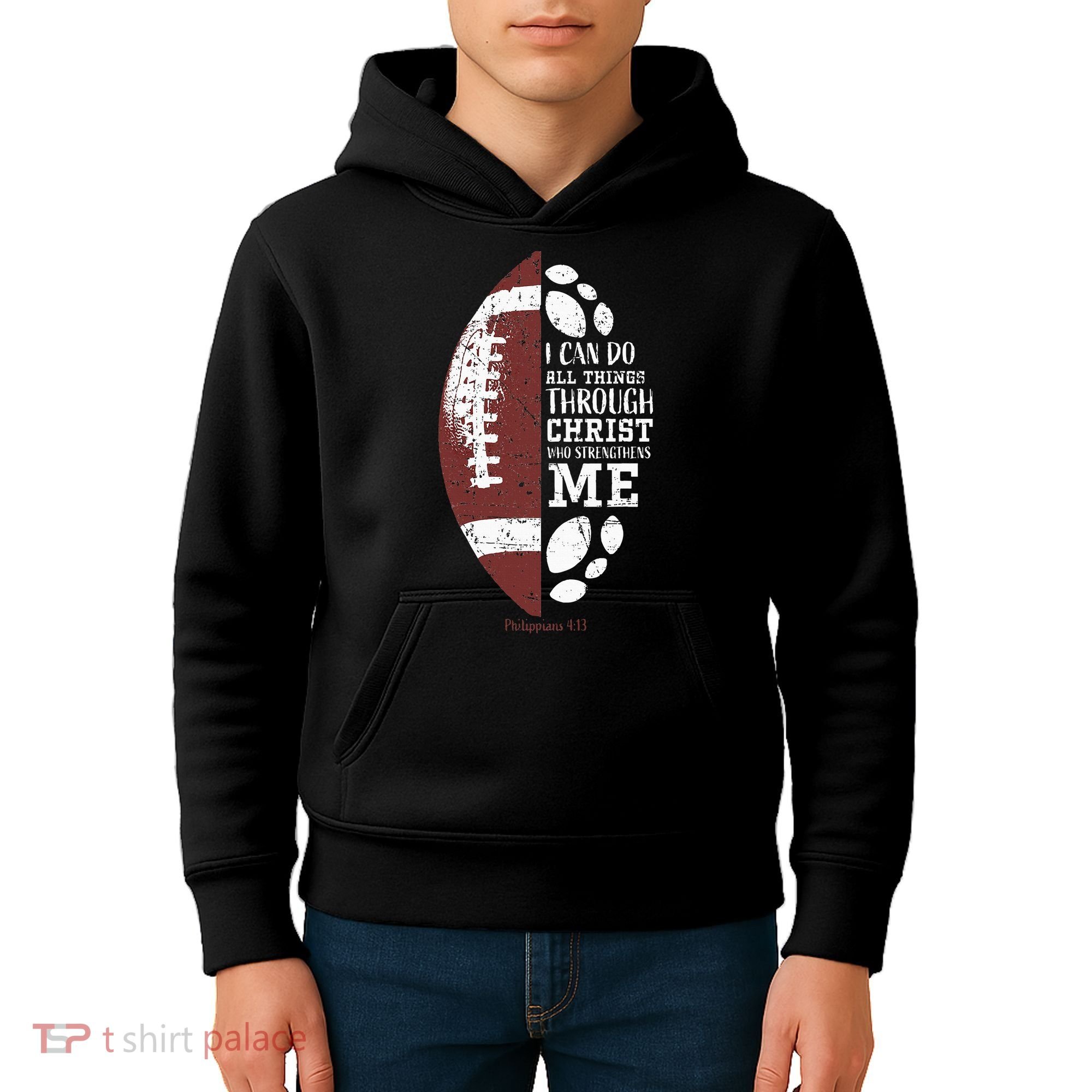 Christian Football Gifts Religious Verse Kids Hoodie