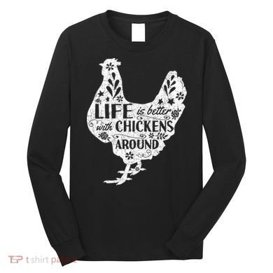 Cute Farmer Gift Idea Vintage Chicken Gift Long Sleeve Shirt