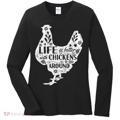 Cute Farmer Gift Idea Vintage Chicken Gift Women's Long Sleeve Shirt