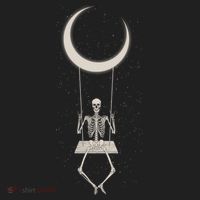 Cool Funny Halloween Skeleton On A Moon Swing Women's Sweatshirt thumb 2