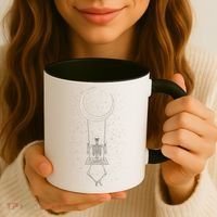 Cool Funny Halloween Skeleton On A Moon Swing Coffee Mug thumb 3