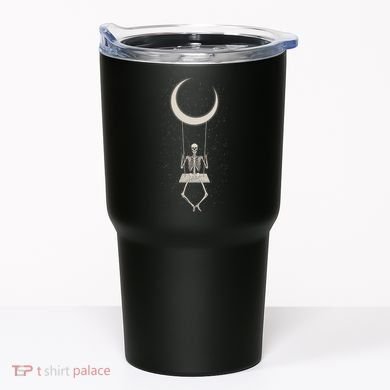 Cool Funny Halloween Skeleton On A Moon Swing Tumbler