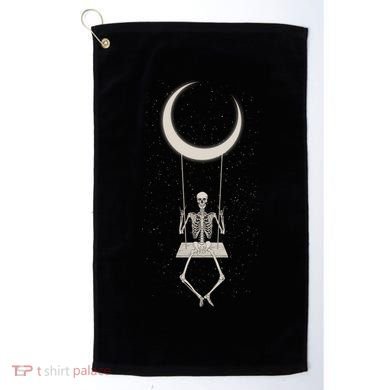 Cool Funny Halloween Skeleton On A Moon Swing Golf Towel