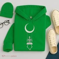 Cool Funny Halloween Skeleton On A Moon Swing Hoodie thumb 4