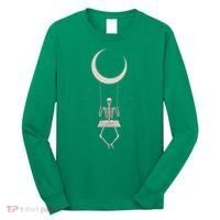 Cool Funny Halloween Skeleton On A Moon Swing Long Sleeve Shirt thumb 0