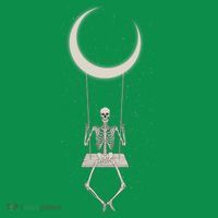 Cool Funny Halloween Skeleton On A Moon Swing Long Sleeve Shirt thumb 2