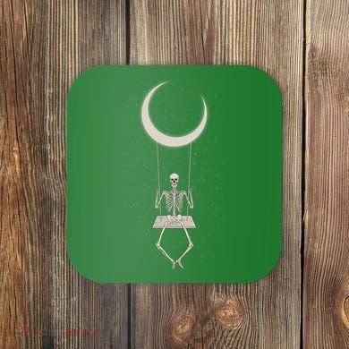 Cool Funny Halloween Skeleton On A Moon Swing Coaster