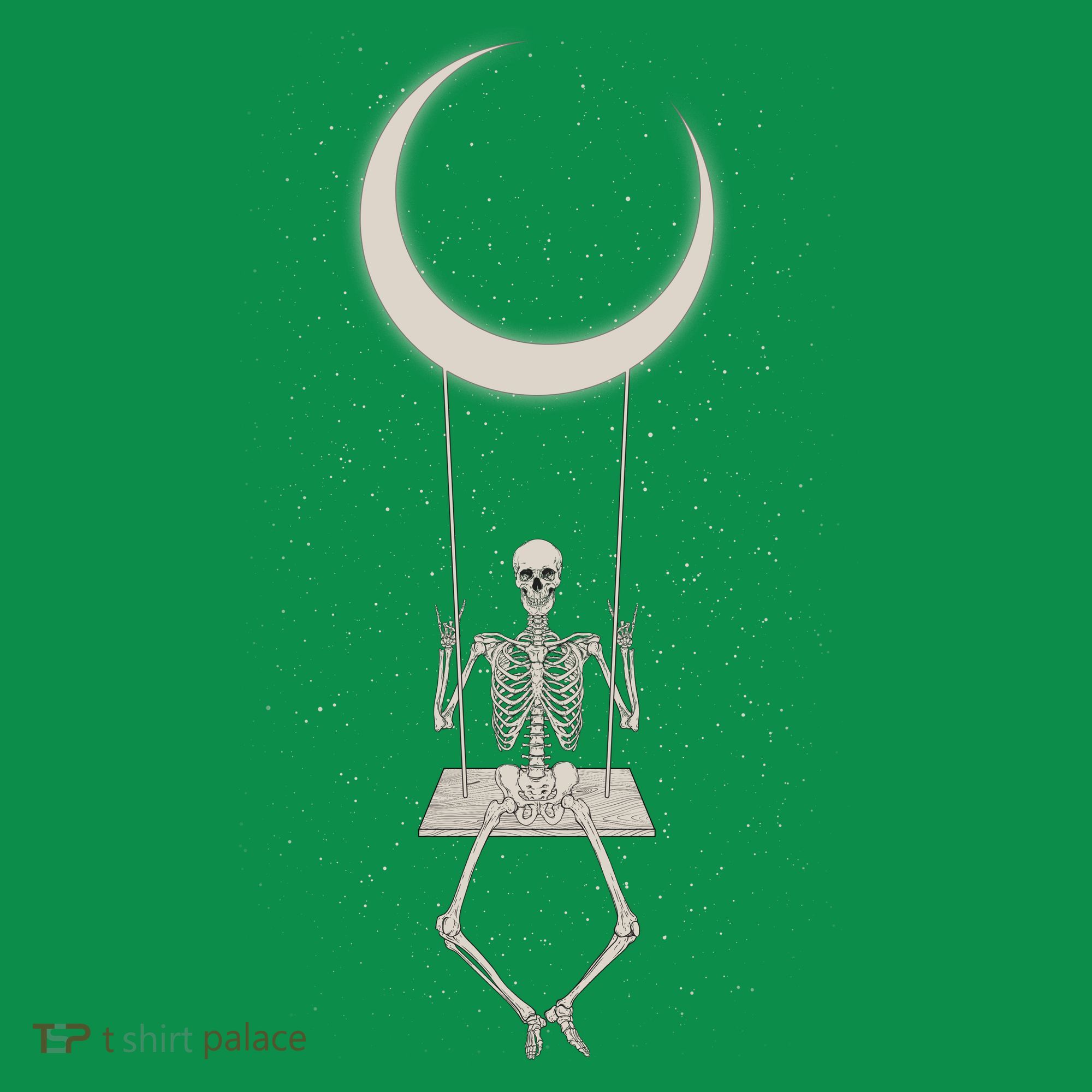 Cool Funny Halloween Skeleton On A Moon Swing Polo