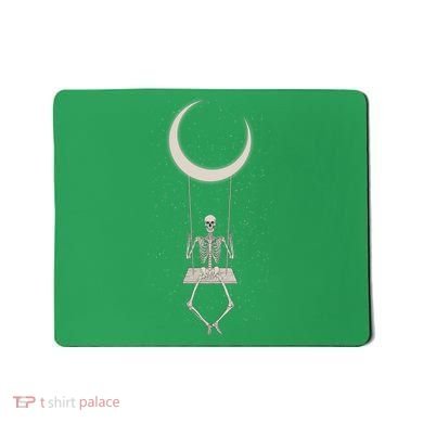 Cool Funny Halloween Skeleton On A Moon Swing Mousepad