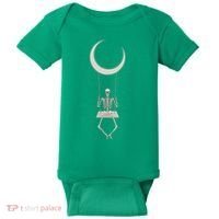 Cool Funny Halloween Skeleton On A Moon Swing Baby Bodysuit thumb 0
