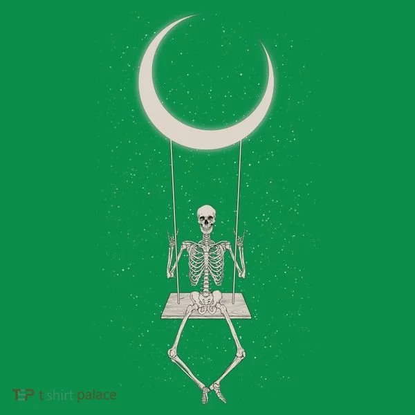 Cool Funny Halloween Skeleton On A Moon Swing Toddler Hoodie