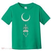 Cool Funny Halloween Skeleton On A Moon Swing Toddler T-Shirt thumb 0