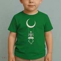 Cool Funny Halloween Skeleton On A Moon Swing Toddler T-Shirt thumb 2