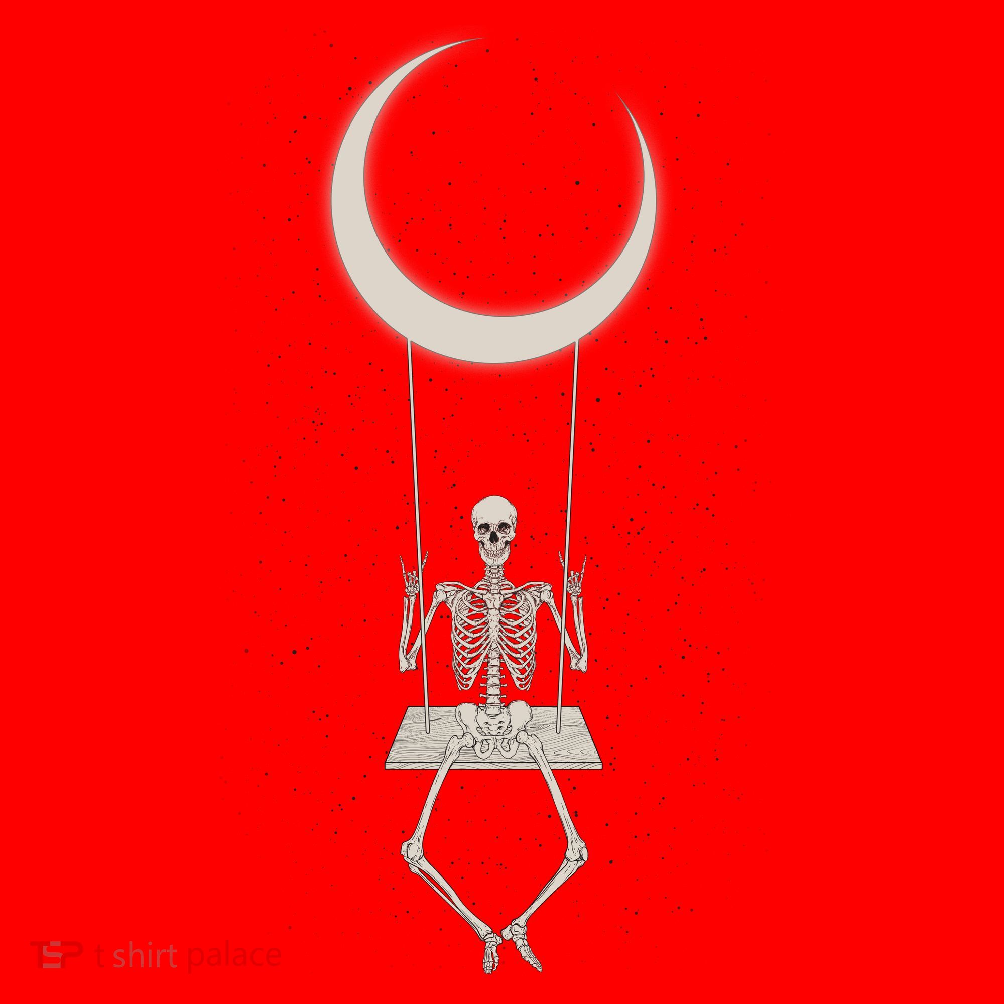 Cool Funny Halloween Skeleton On A Moon Swing Santa Hat