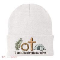 Christian Faith Happy Easter Day A Lot Can Happen In 7 Days Beanie thumb 0