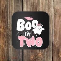 Cute Funny Halloween Boo Im Two Birthday Ghost Girl Coaster thumb 0