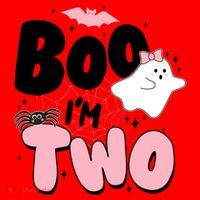 Cute Funny Halloween Boo Im Two Birthday Ghost Girl Santa Hat thumb 1