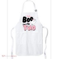 Cute Funny Halloween Boo Im Two Birthday Ghost Girl Apron thumb 0