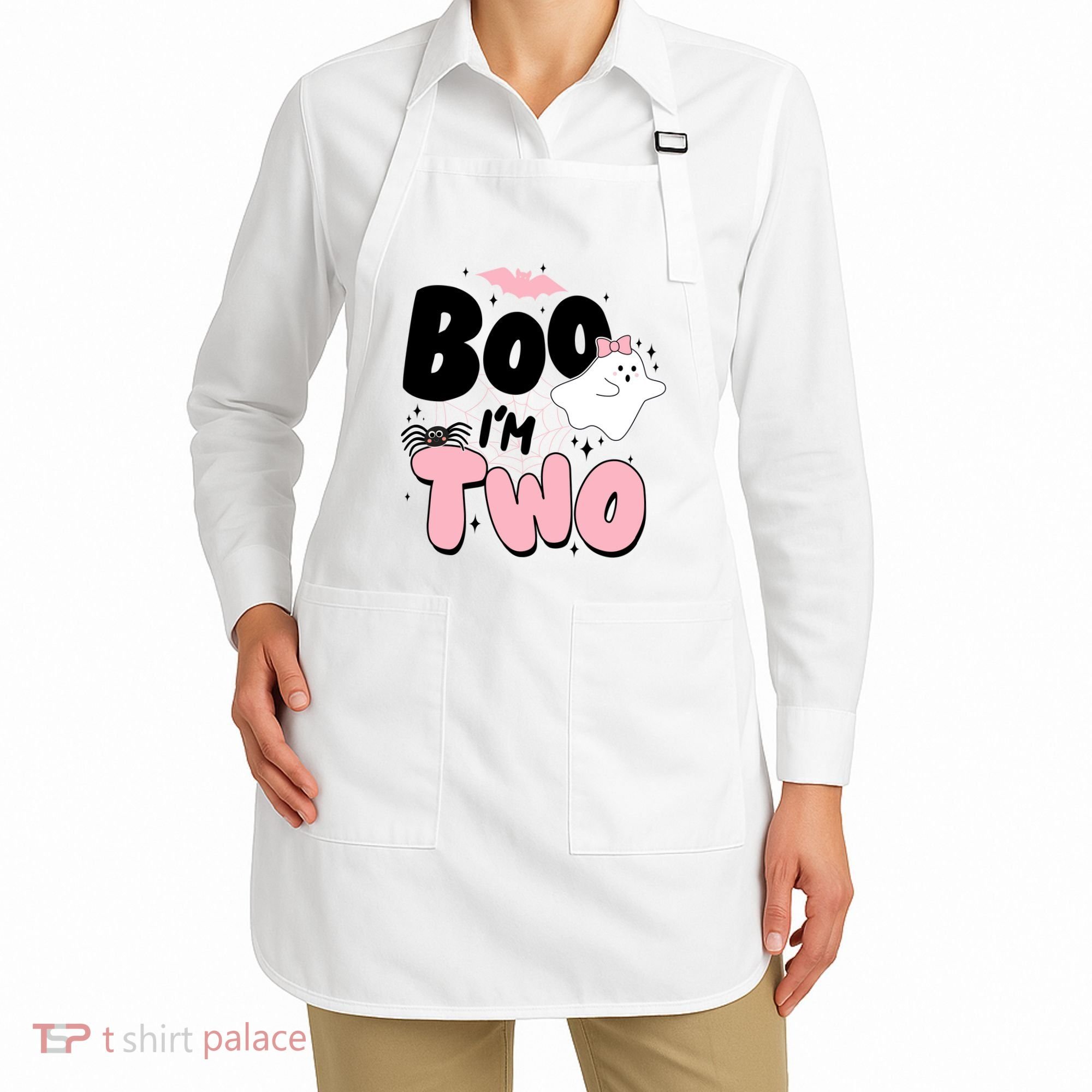 Cute Funny Halloween Boo Im Two Birthday Ghost Girl Apron