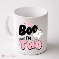 Cute Funny Halloween Boo Im Two Birthday Ghost Girl Coffee Mug thumb 0