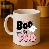 Cute Funny Halloween Boo Im Two Birthday Ghost Girl Coffee Mug thumb 4